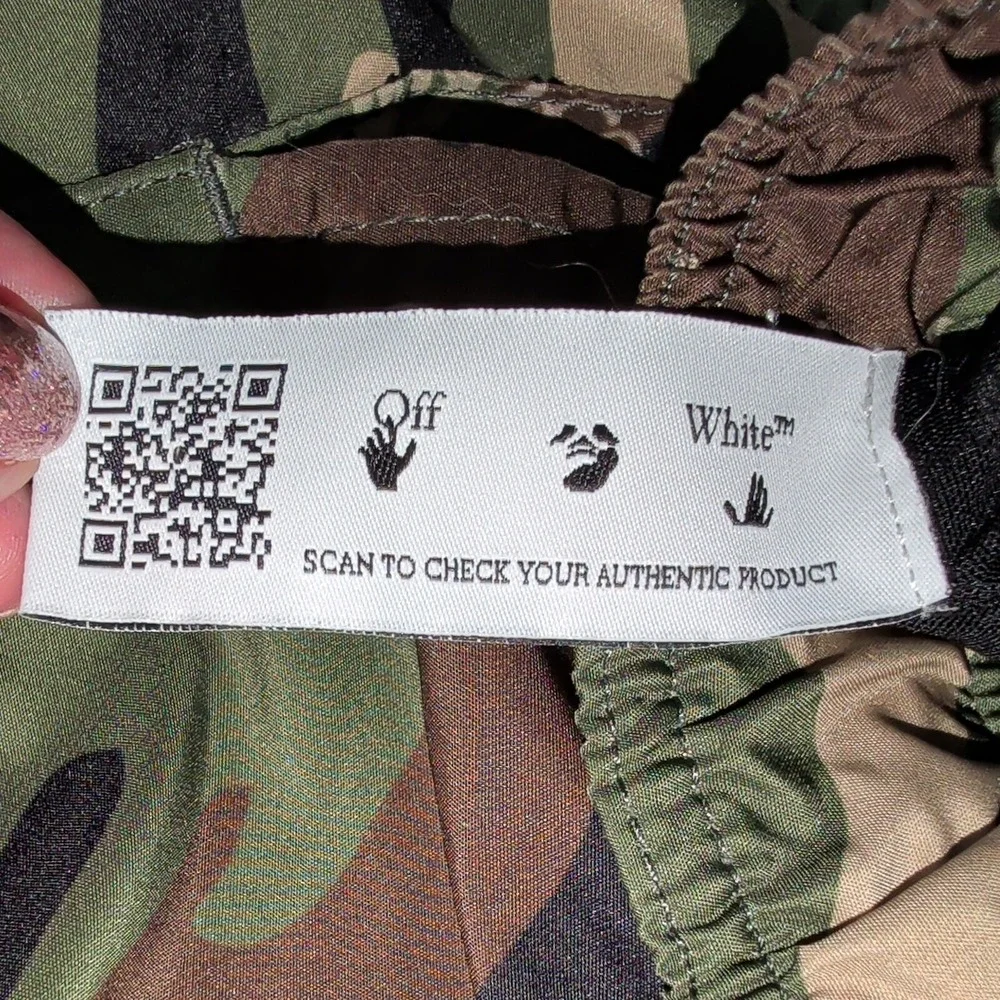 Off-White SS21 Allover Camo Swim Shorts Men's M Camouflage Logo $300 Designer